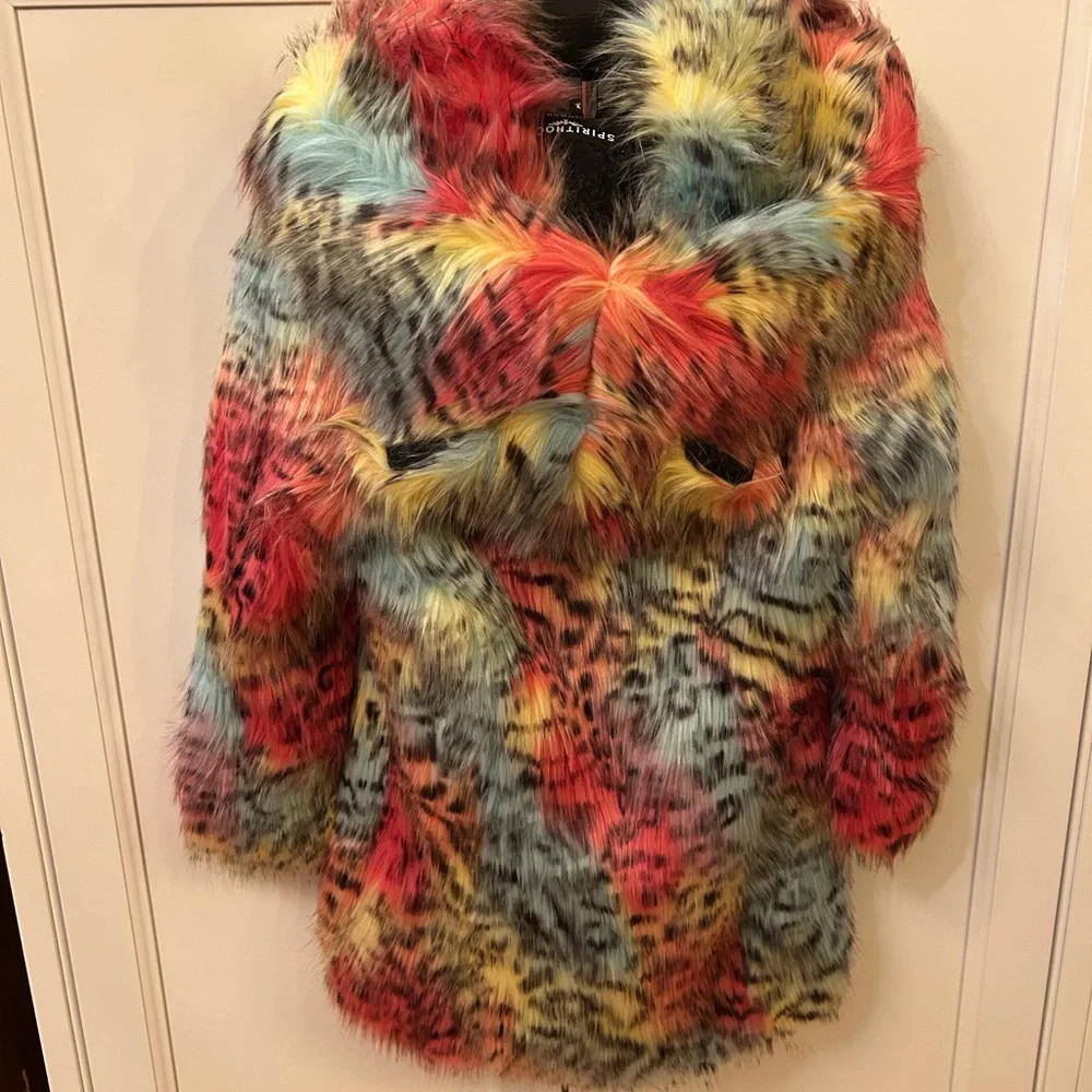 SpiritHoods Multicolor Faux Fur Teddy Jacket Oaxaca Jaguar Classic - Picture 7 of 10